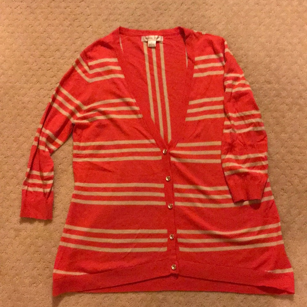 August Silk Cardigan Size Lrg. Perfect for Spring!